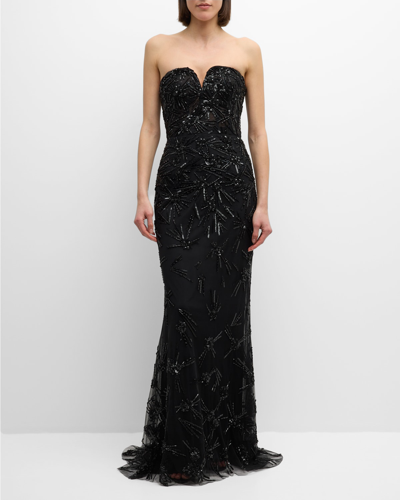 Zuhair Murad Embellished Strapless Gown In Black