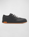 KENZO MEN'S DOME GRAINED LEATHER LOW-TOP SNEAKERS