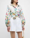 Camilla Plumes And Parterres Cropped Shirt In Plumes And Parter