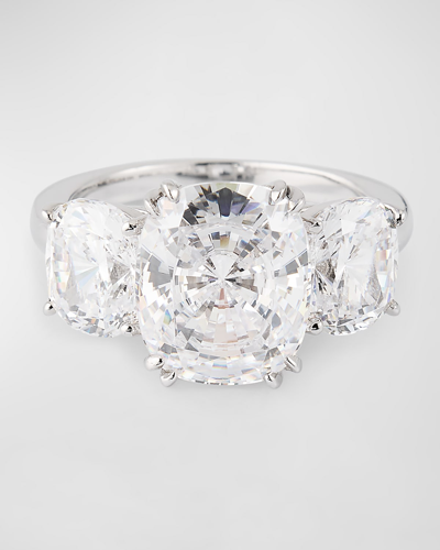 Fantasia By Deserio Cuhion Cut Cubic Zirconia Ring With Cushion Cut Sides In Metallic