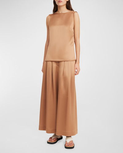 By Malene Birger Aubri Sleeveless Low-back Top In Tobacco Brown