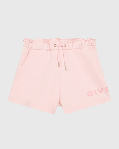 Givenchy Kids' Girl's Fleece Logo Shorts In Marshmallow