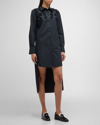 CALLAS MILANO KESINA HIGH-LOW SHIRTDRESS WITH FLORAL APPLIQUE DETAIL
