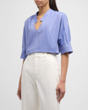 CALLAS MILANO ANDIE COTTON BLOUSE WITH PLEATED DETAIL