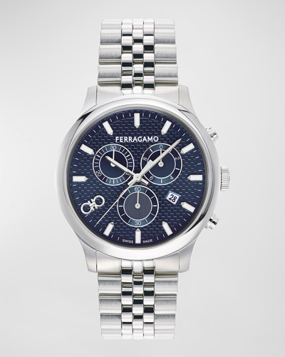 Ferragamo Men's Duo Chrono Bracelet Watch, 42mm In Stainless Steel