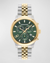 Ferragamo Men's Duo Chrono Two-tone Bracelet Watch, 42mm In Green Gold Silver