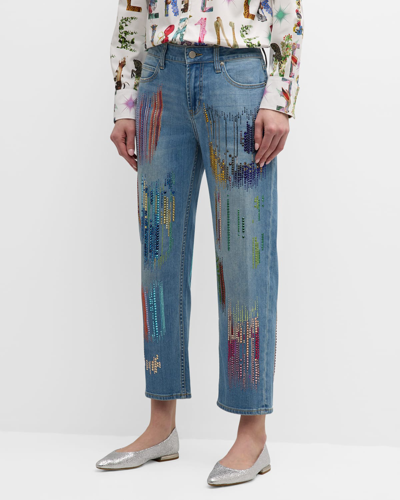 Libertine Fwb Boyfriend Jeans With Crystal Detail In Wasbu