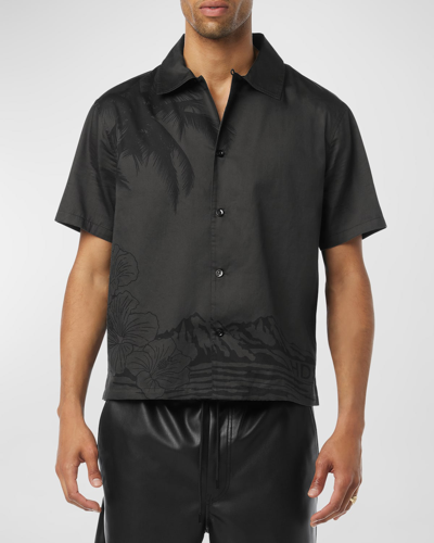 Hudson Short Sleeve Button Front Camp Shirt In Black