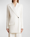 Khaite Jacobson Brushed Leather Coat In Chalk