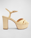 Schutz Women's Keefa Crossover Strap High Heel Platform Sandals In Natural