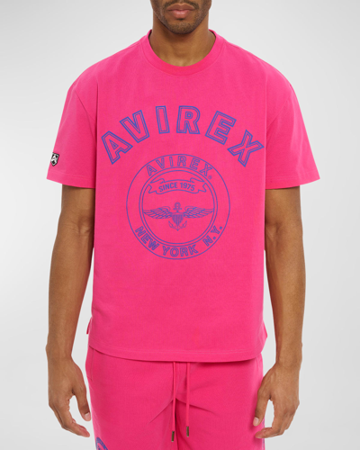 Avirex Men's Stadium Logo-print Crewneck T-shirt In Fusia