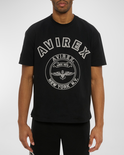 Avirex Men's Stadium Logo-print Crewneck T-shirt In Black