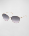 Tom Ford Penelope Gradient Acetate & Metal Round Sunglasses In White