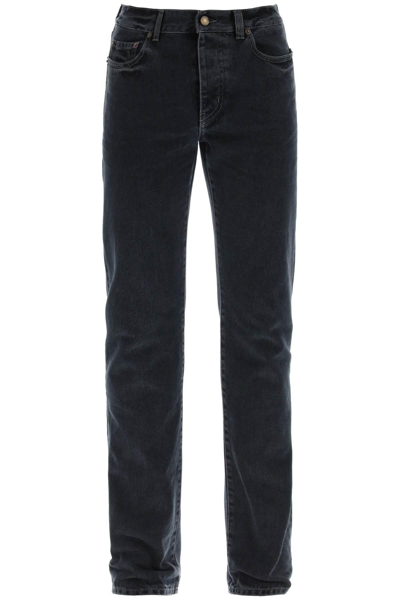 Saint Laurent Slim Fit Distressed Effect Jeans In Black