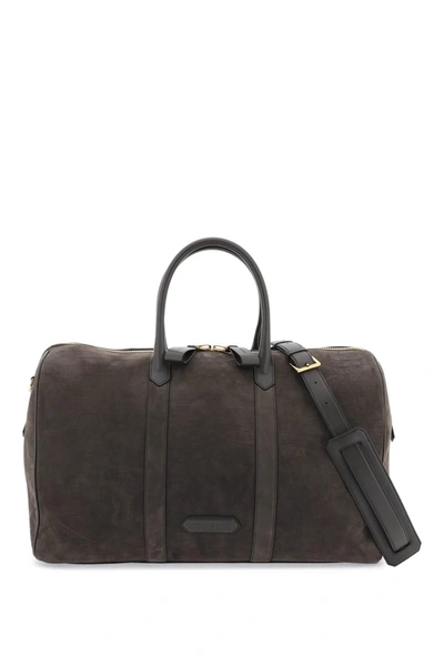 Tom Ford Suede Duffle Bag In Brown