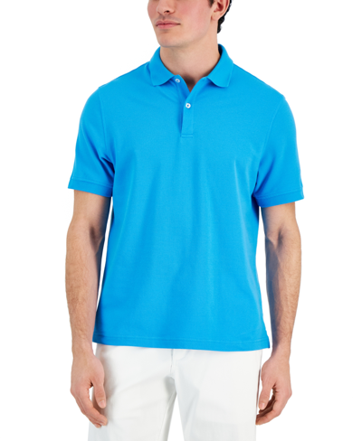 Club Room Men's Classic Fit Performance Stretch Polo, Created For Macy's In Aztec Sky