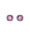 SWAROVSKI RHODIUM PLATED SQUARE CUT COLOR BIRTHSTONE STUD EARRINGS