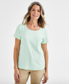Style & Co Women's Cotton Short-sleeve Scoop-neck Top, Xs-4x, Created For Macy's In Mint Pistachio
