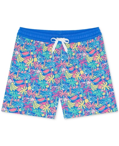 Chubbies Kids' Big Boys The Tropical Bunches Classic Swim Trunks In Bright Blue