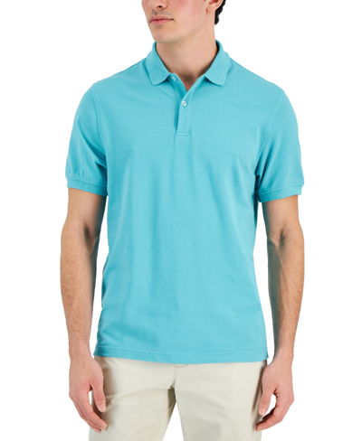 Club Room Men's Classic Fit Performance Stretch Polo, Created For Macy's In Aqua Tourmaline