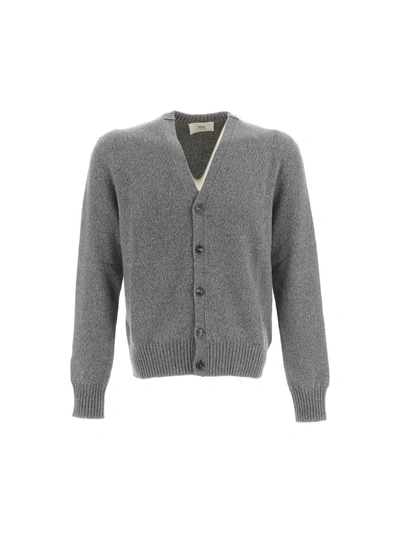 Ami Alexandre Mattiussi Ami Paris Knitwear In Wool Viscose Canvas Heather Grey