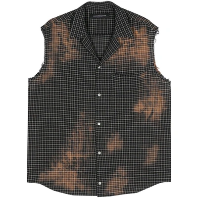 Federico Cina Bleached Sleeveless Bowling Shirt In Black/brown