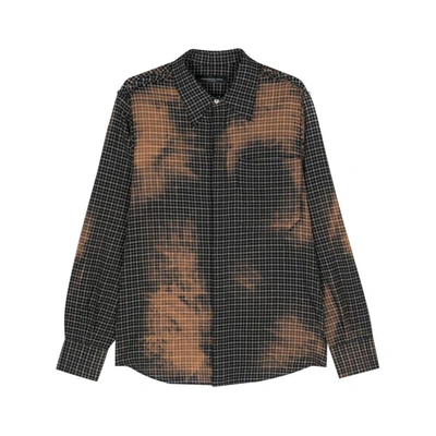 Federico Cina Bleached Checked Shirt In Black