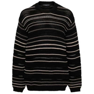 Federico Cina Striped Ribbed Jumper In Black