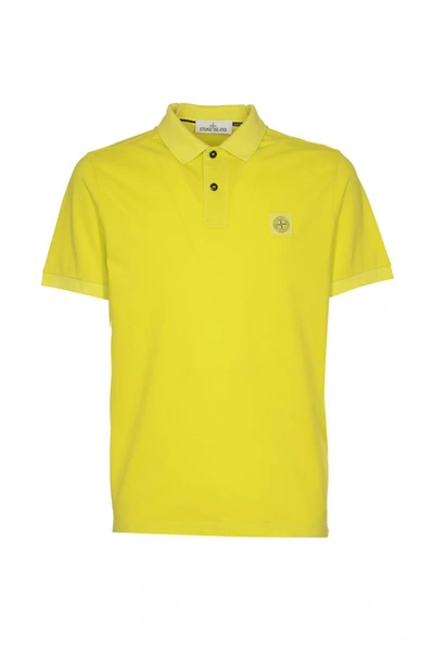 Stone Island Cotton Polo Shirt With 2sc67 Logo In Yellow