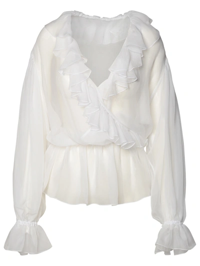 Dolce & Gabbana White Silk Shirt In Optic White