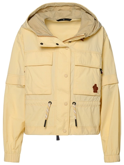 Moncler Grenoble Logo Patch Hooded Jacket In Cream
