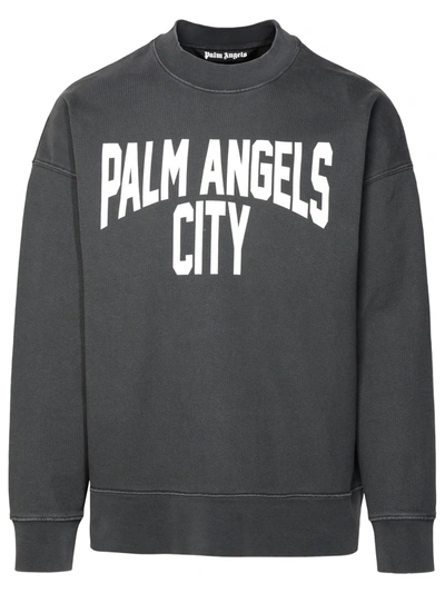 Palm Angels Pa City Printed Crewneck Sweatshirt In Grey