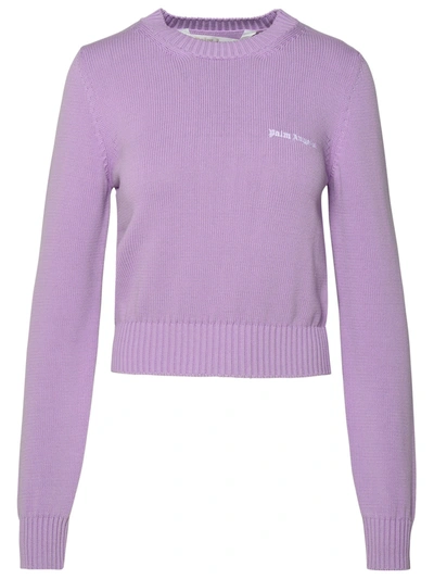 PALM ANGELS PALM ANGELS LILAC COTTON SWEATER WOMAN