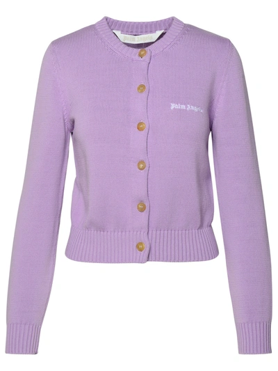 Palm Angels Woman Lilac Cotton Cardigan In Multicolor