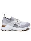 TOD'S TOD'S WOMAN TOD'S WHITE AND GRAY TECH FABRIC SNEAKERS