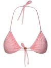 VERSACE VERSACE WOMAN VERSACE 'BAROCCO' PINK POLYESTER BLEND BIKINI TOP