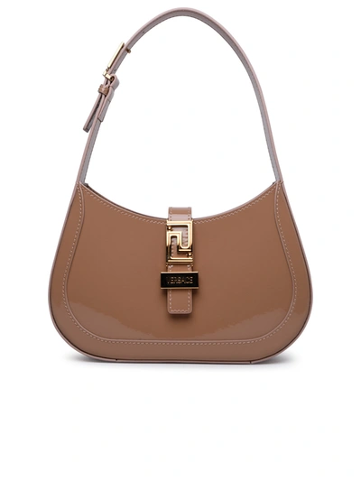 Versace Woman  'greca Goddess' Small Beige Lambskin Hobo Bag