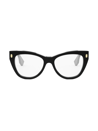 Fendi Women's  Roma 53mm Round Eyeglasses In Black