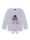 ANDY & EVAN LITTLE GIRL'S LONG-SLEEVE TIE-FRONT CAT GRAPHIC T-SHIRT