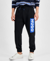 Hugo Boss Cotton-terry Tracksuit Bottoms With Logo Print In Black