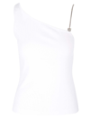 Givenchy Asymmetric Chain-strap Stretch Cotton Tank Top In White