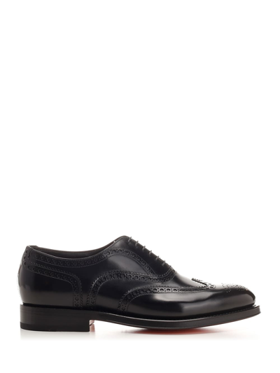 Santoni Oxford Brogue Lace-up Shoe In Black