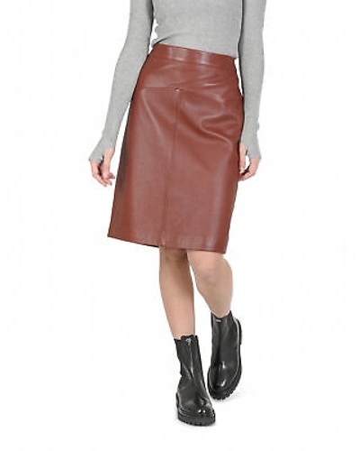 Pre-owned Hugo Boss Women's Lamb Leather Skirt In Brown