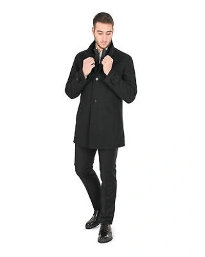 Pre-owned Hugo Boss Men's Wool Blend Black Outerwear In Black