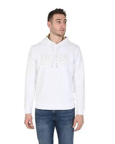 Pre-owned Hugo Boss Men's Cotton Blend  Sweatshirt In White
