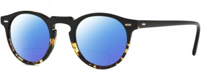 Pre-owned Oliver Peoples 5217s Unisex Polarized Bifocal Sunglass Black Tokyo Tortoise 47mm In Blue Mirror