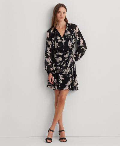 Lauren Ralph Lauren Women's Floral Fit & Flare Dress, Regular & Petite In Black Multi