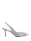 Stuart Weitzman Eva 75 Slingback Pumps In Silver