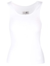 Mm6 Maison Margiela Ribbed Cotton Tank Top In White