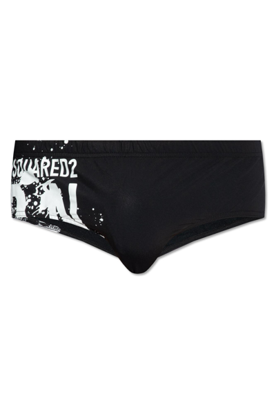 Dsquared2 Swimming Briefs With Logo In Black/white